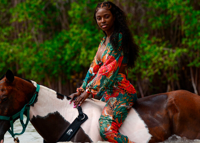 Scenic horse riding experience on the beach, with riders trotting along the shoreline, the gentle waves lapping at their feet, and the sun setting in the background, creating a tranquil and picturesque coastal adventure.