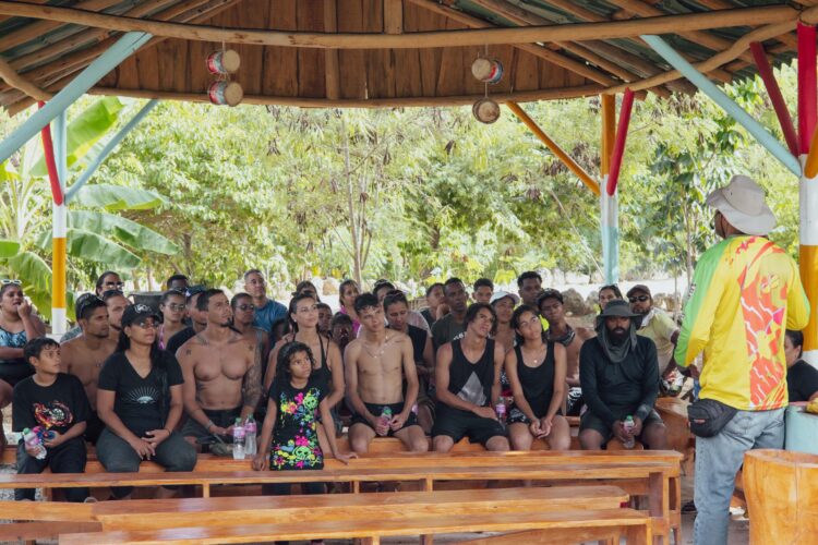 Excursion safety briefing image, showing a guide explaining important safety instructions to participants before the start of the adventure, with clear visual aids and a focus on ensuring a safe and enjoyable experience.