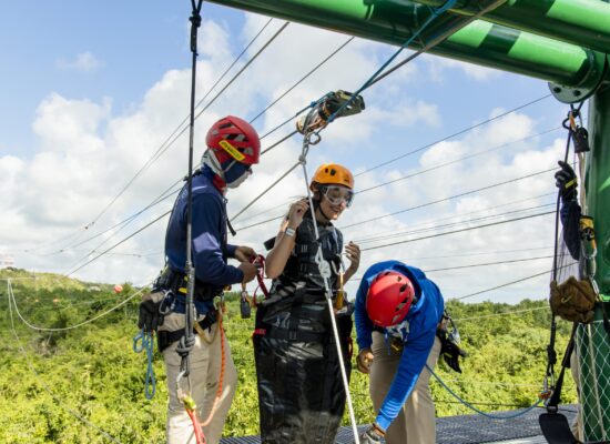 Adventure-filled Scape Park in Punta Cana, showcasing lush tropical landscapes, zip lines, underground caves, and natural cenotes for visitors to explore and enjoy