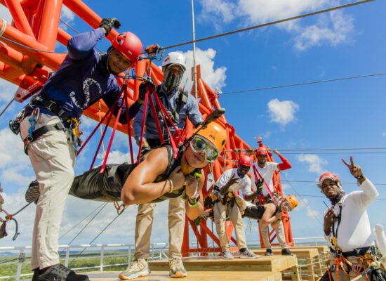 Adventure-filled Scape Park in Punta Cana, showcasing lush tropical landscapes, zip lines, underground caves, and natural cenotes for visitors to explore and enjoy