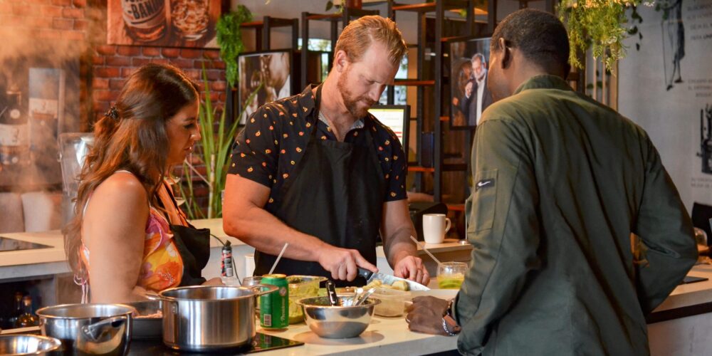 Traditional Sancocho Cooking Master Class, guiding participants through the process of preparing the Dominican Republic's signature stew with a blend of meats, root vegetables, and spices.