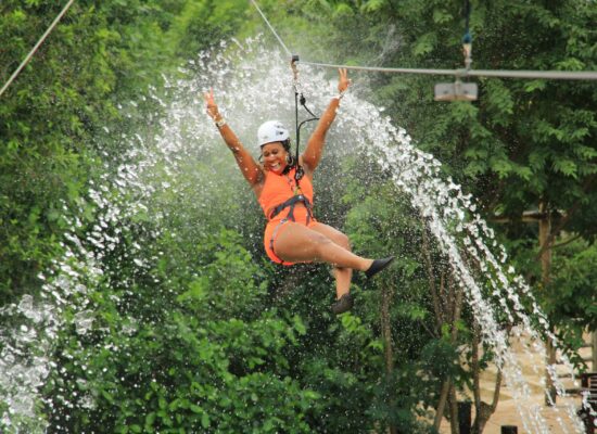 Adventure-filled Scape Park in Punta Cana, showcasing lush tropical landscapes, zip lines, underground caves, and natural cenotes for visitors to explore and enjoy