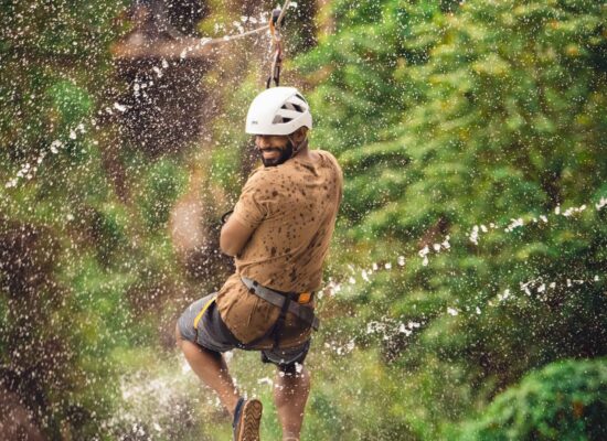 Adventure-filled Scape Park in Punta Cana, showcasing lush tropical landscapes, zip lines, underground caves, and natural cenotes for visitors to explore and enjoy