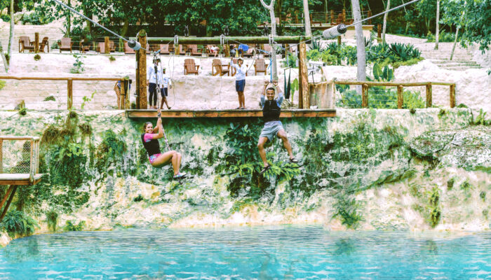 Adventure-filled Scape Park in Punta Cana, showcasing lush tropical landscapes, zip lines, underground caves, and natural cenotes for visitors to explore and enjoy