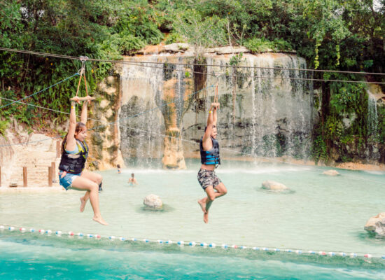 Adventure-filled Scape Park in Punta Cana, showcasing lush tropical landscapes, zip lines, underground caves, and natural cenotes for visitors to explore and enjoy