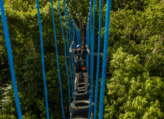 Adventure-filled Scape Park in Punta Cana, showcasing lush tropical landscapes, zip lines, underground caves, and natural cenotes for visitors to explore and enjoy