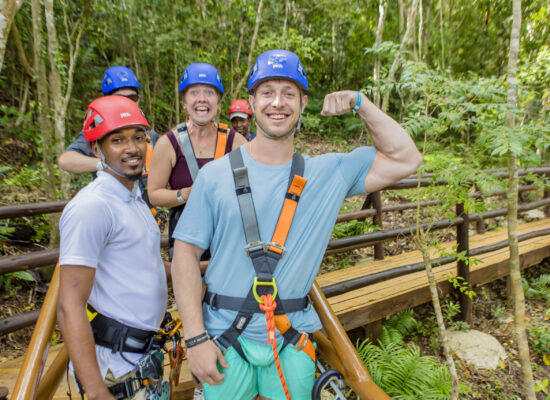 Adventure-filled Scape Park in Punta Cana, showcasing lush tropical landscapes, zip lines, underground caves, and natural cenotes for visitors to explore and enjoy